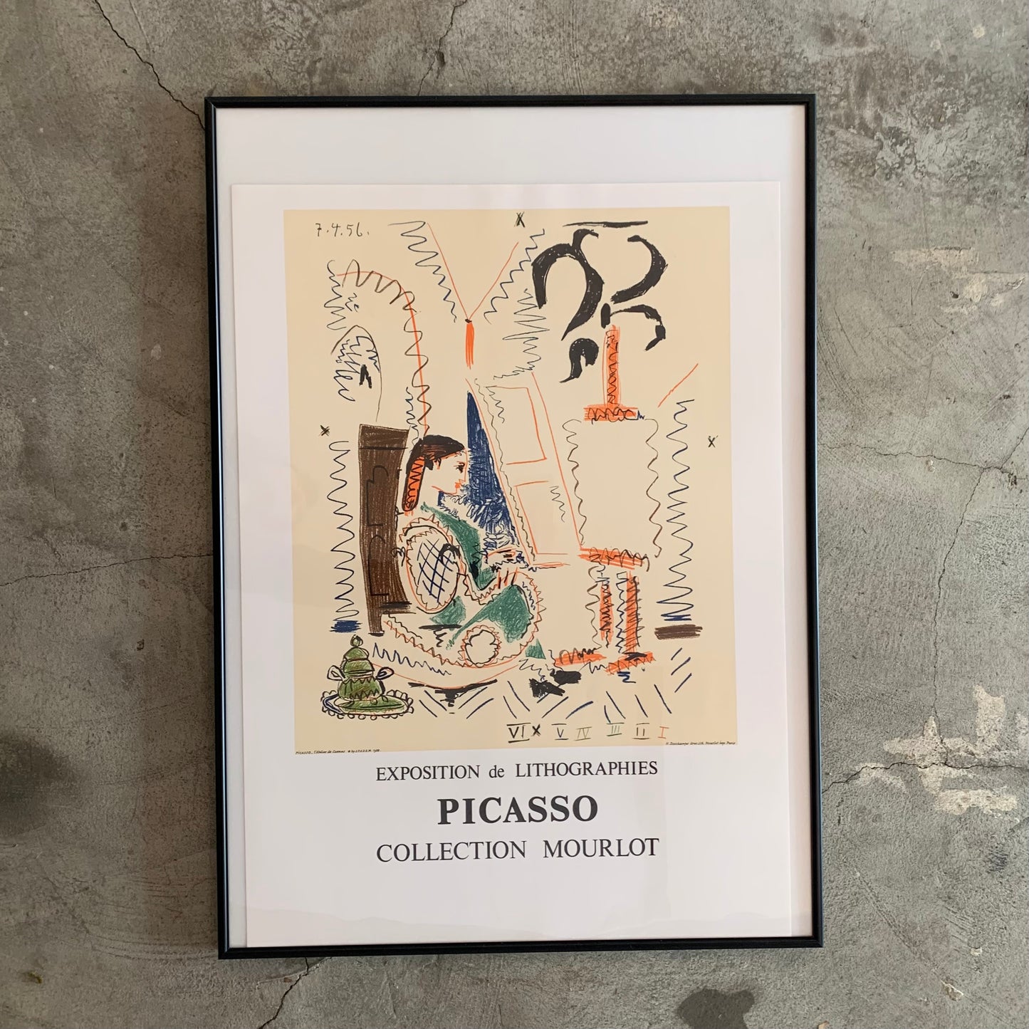 Pablo Picasso (パブロ・ピカソ) "L'atelier a Cannes(カンヌのアトリエ)" A1フレーム付き